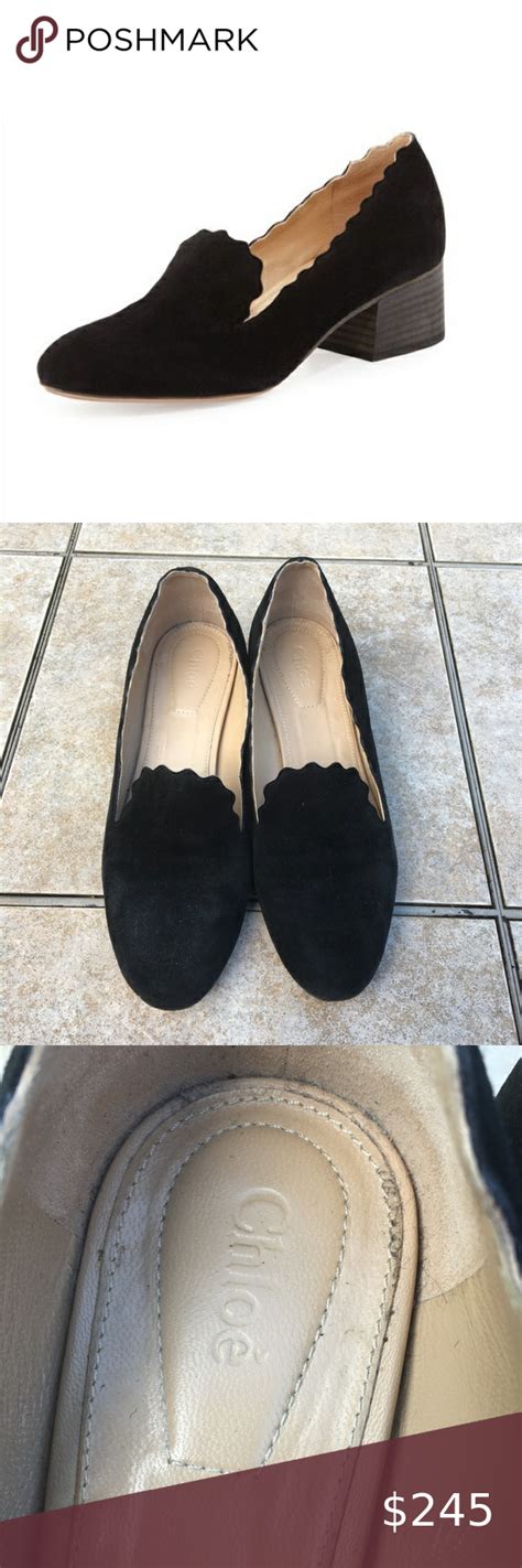 chloe c loafers black|chloe scalloped heels.